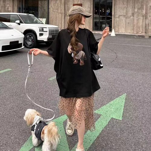 韩系穿搭卡通印花短袖t恤女2026