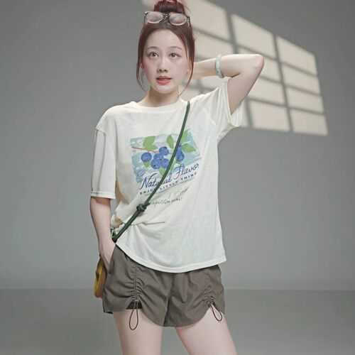 韩系穿搭圆领印花短袖t恤女2