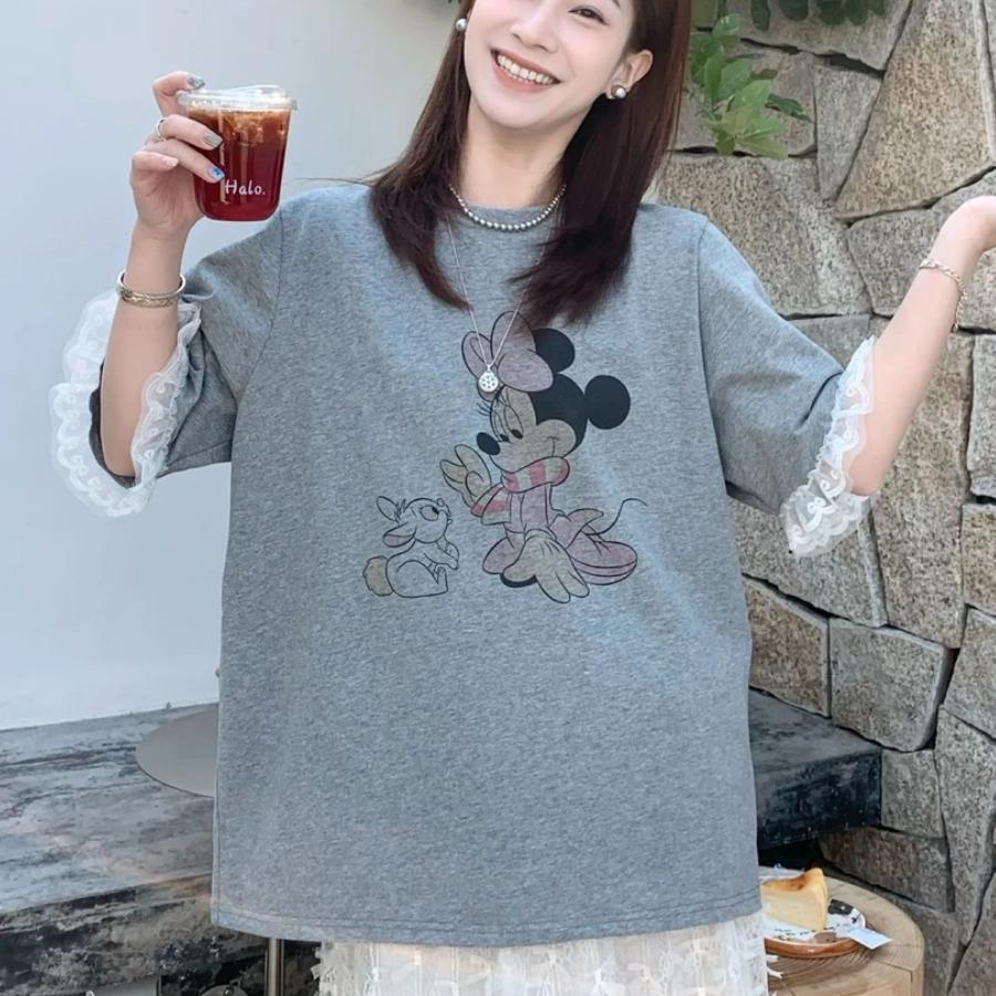 灰色正肩短袖t恤女夏季2025新款大码胖MM宽松休闲百搭打底衫上衣