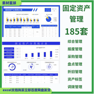 固定资产管理报废折旧申购标签登记清单台账盘点明细统计excel表