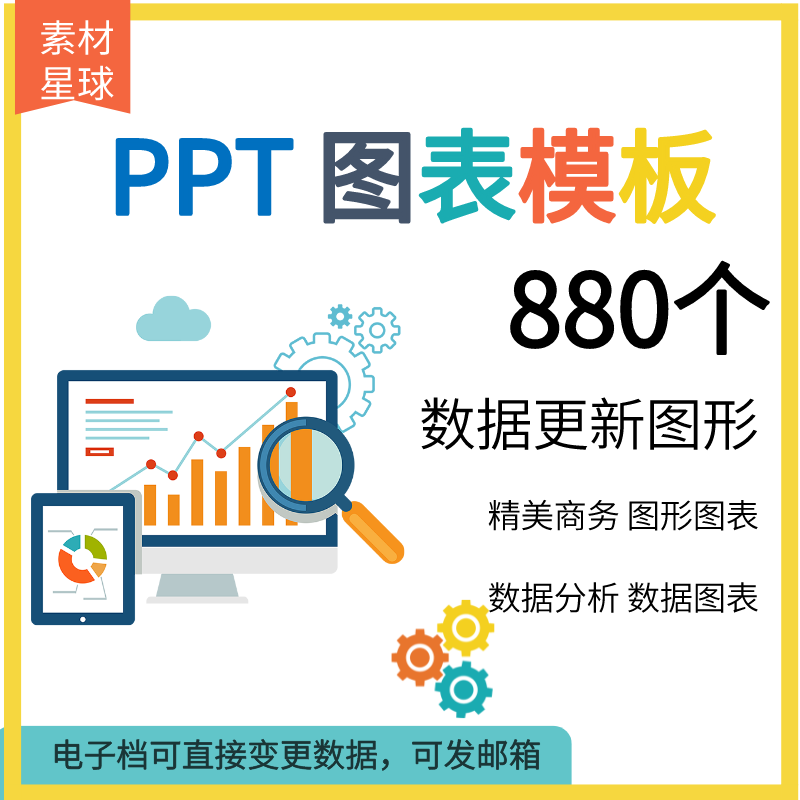 PPT图表可视化数据分析流程图表模板动态商务柱形折线饼状图素材