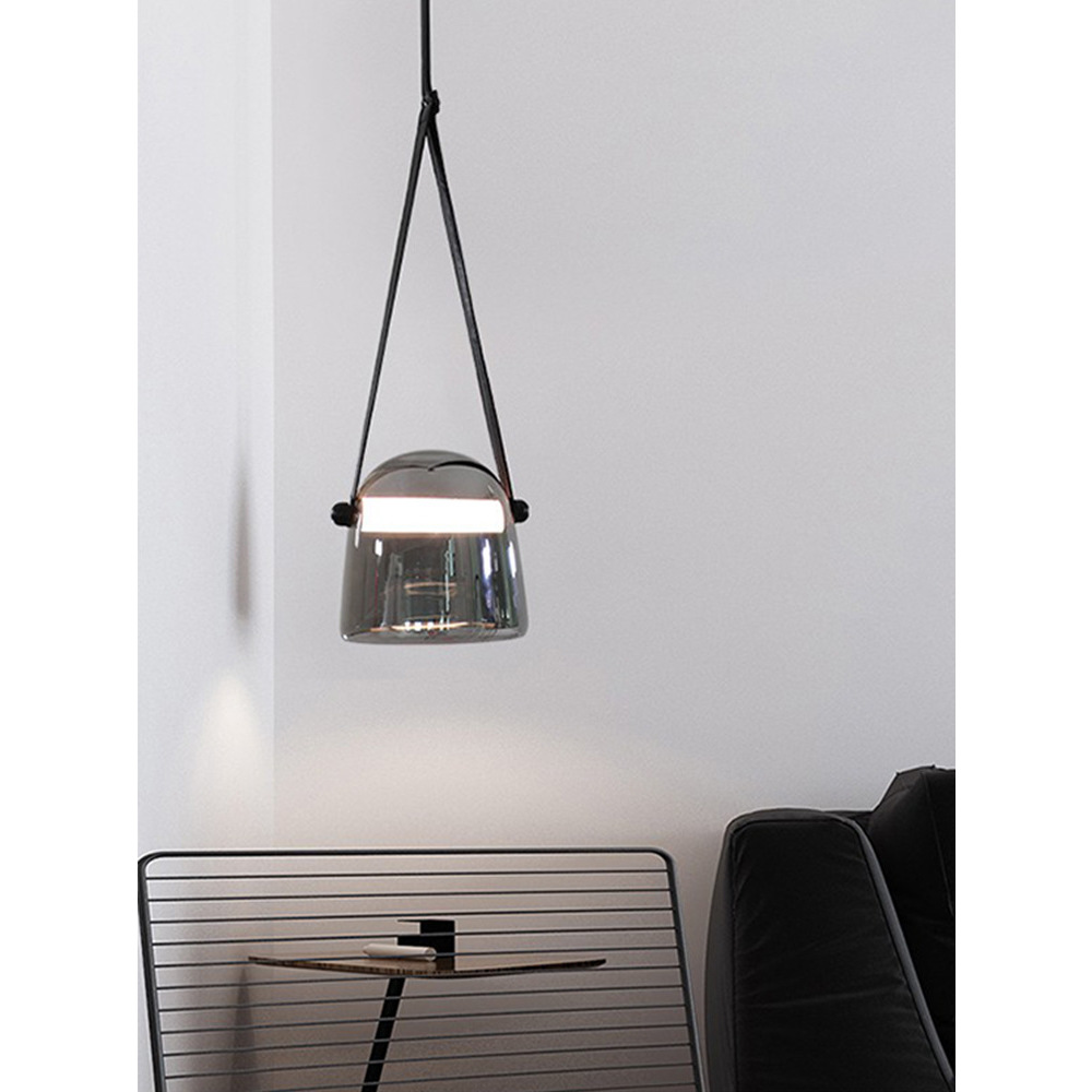 现代简约餐厅玻璃吊灯北欧创意艺术吧台卧室床头书房皮带玻璃吊灯