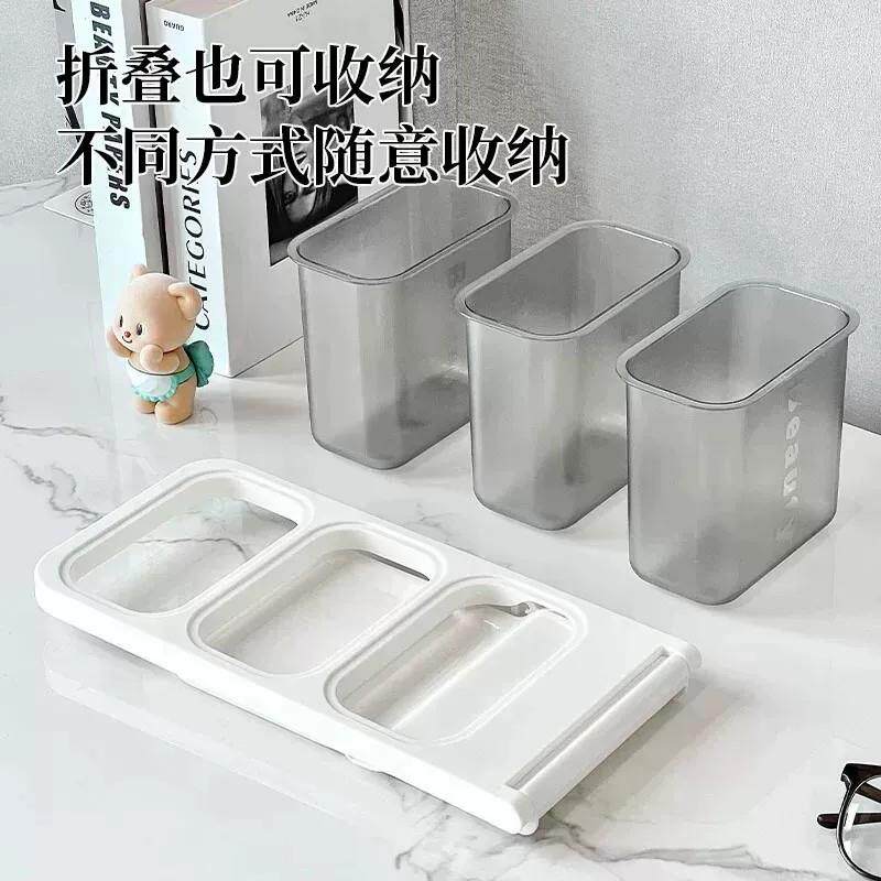 斜式笔筒超大w容量功能马克水彩笔收纳盒男孩女桌孩学生书多面插