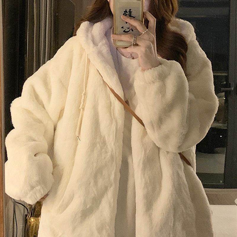 新款羊羔毛外套女秋冬季加绒加厚高级感小个子毛茸茸棉衣棉服