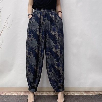 花色洋气薄款束脚灯笼裤女