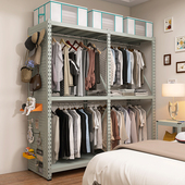 灰绿色衣帽架落地开放式 衣架卧室家用出租房用洞洞板挂衣柜子c1