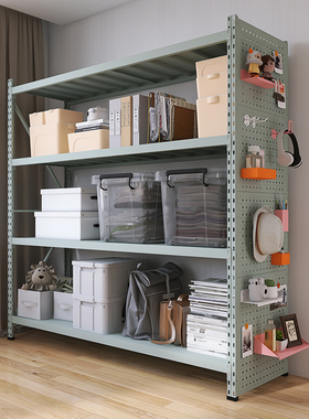 灰绿色洞洞板货架仓储置物架多层仓库地下室展示架超强承重铁架c1