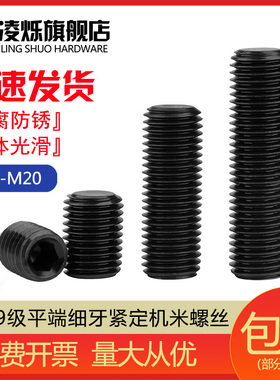 12.9级细牙内六角紧定螺丝顶丝无头螺钉M4M5*0.5M6M8M10*1.0*1.25