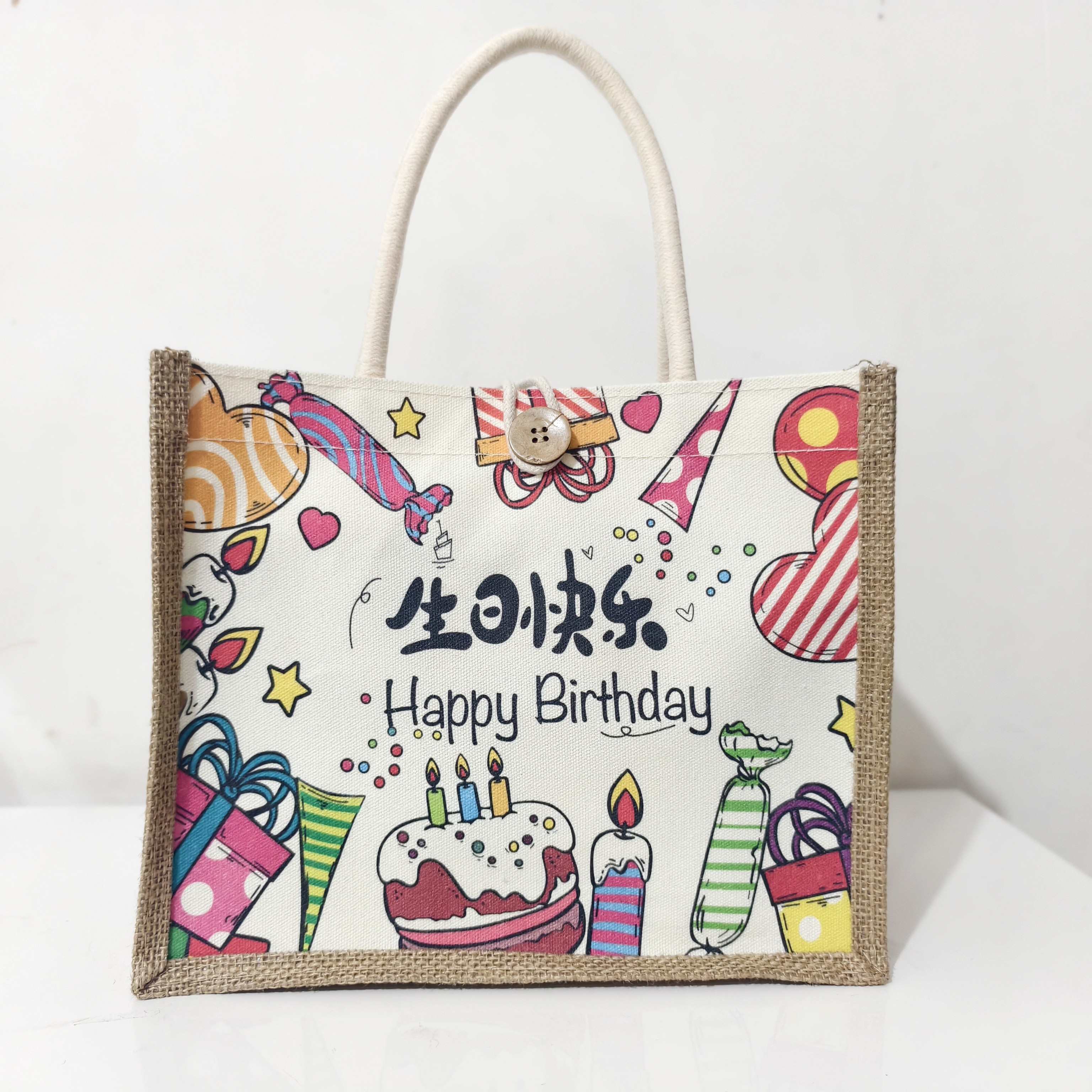 生日伴手礼袋麻布袋卡通宝宝满月