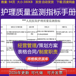 护理质量监测指标手册急救器材完好率数据收集表护理不良事件统计