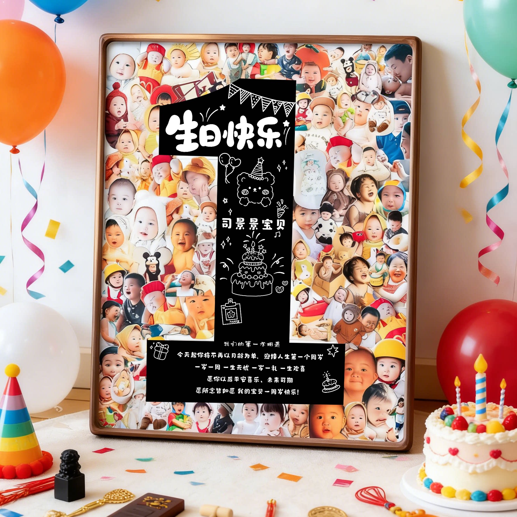 一周岁纪念相框宝宝照片定制diy儿童周岁宴布置生日礼物成长记录