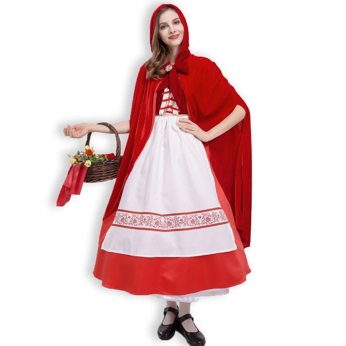 万圣节cosplay 成人小红帽圣诞年会公主化装舞会服装 小红帽长裙