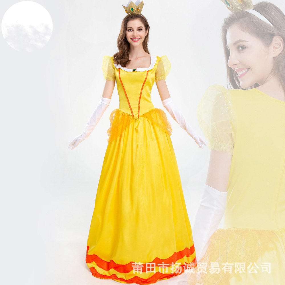 马里奥 碧琪公主pink pricess舞台装 黄色派对女王装礼服演出服