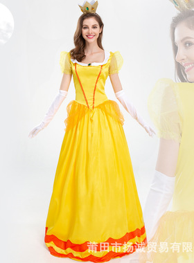 马里奥 碧琪公主pink pricess舞台装 黄色派对女王装礼服演出服