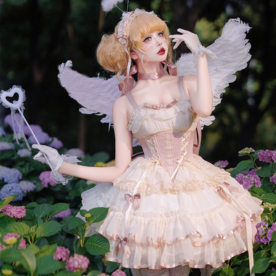 织锦园lolita原创设计【时光之舞】狗短芭蕾款连衣裙JSK