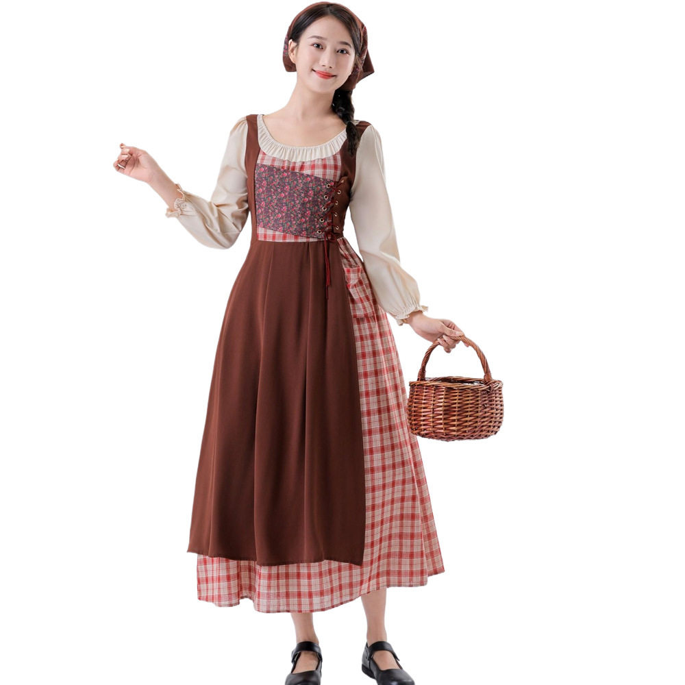 万圣节成人新款舞台剧演出服 田园庄园农场女仆服装派对演出服装