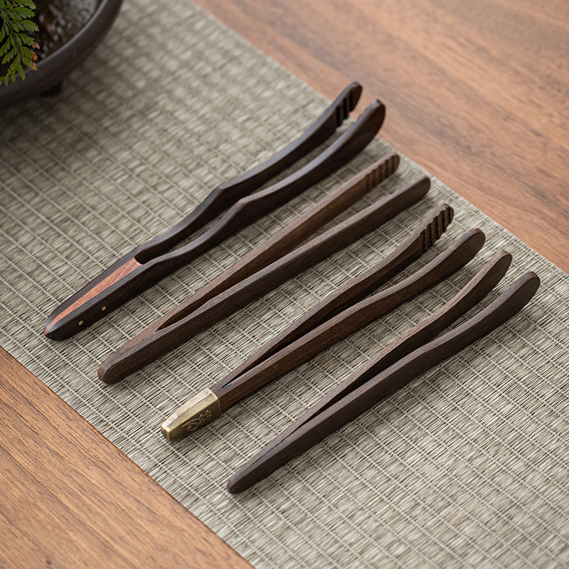 茶夾黑檀木鑷子合金防滑茶杯夾子