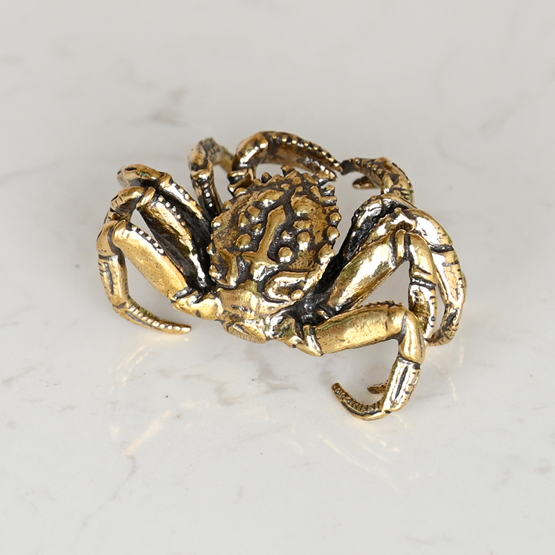 黄铜富甲天下螃蟹茶宠摆件