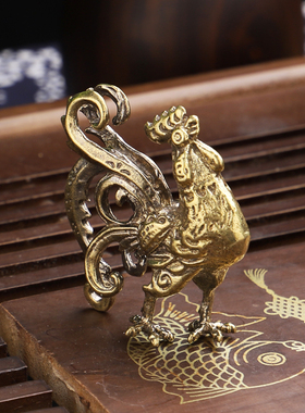 铜公鸡摆件黄铜福鸡金鸡报晓摆件