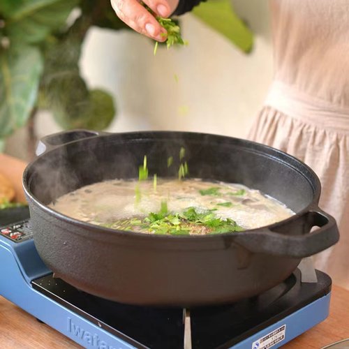 35cm铸铁平底锅加深水煎包无涂层