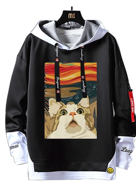 极誉呐喊油画风柴犬狗头橘猫卫衣