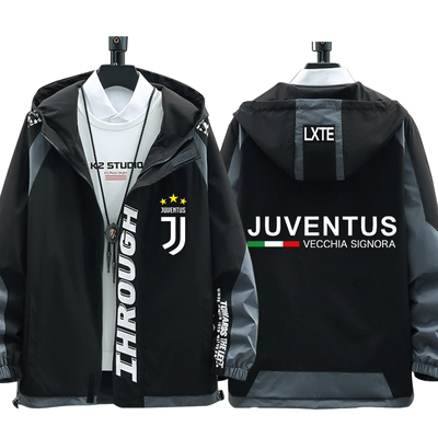 足球Juventus尤文图斯尤文球衣服C罗球迷夹克男女休闲连帽外套潮