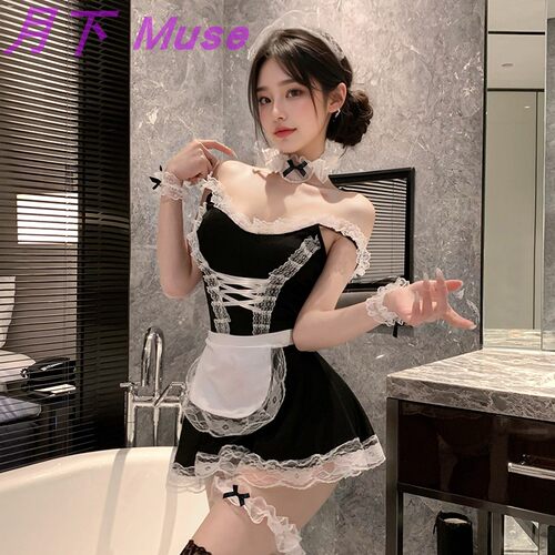 无菌免洗甜美女仆蕾丝睡裙大码