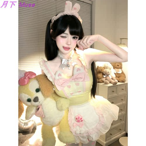 奶黄甜美小兔聚拢性感睡裙