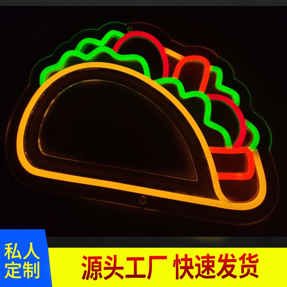 TACOS墨西哥塔可卷饼店铺霓虹灯发光广告招牌装饰