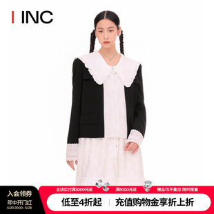 IINC 23SS ROMANCHIC设计师品牌 蕾丝拼接廓形口袋翻领外套女