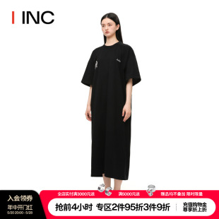 IINC 设计师品牌 灰色印花T恤连衣裙女 ETHOR 24SS新款