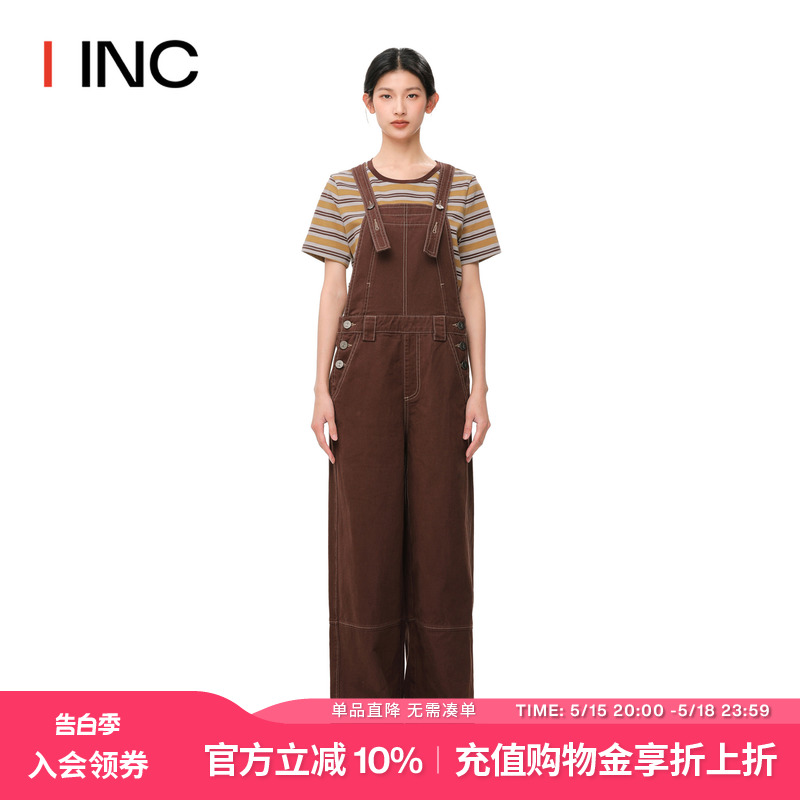 明星同款【ICE DUST设计师品牌】 IINC 24SS新款工装阔腿背带长裤