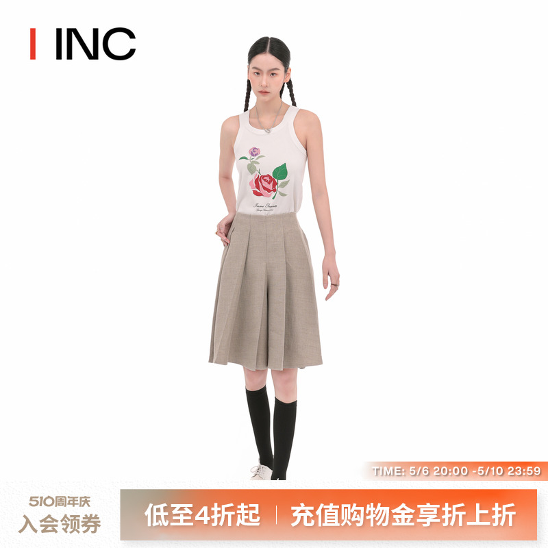 【IMMI 设计师品牌】IINC 春夏雨露麻百褶休闲阔腿短裙裤女