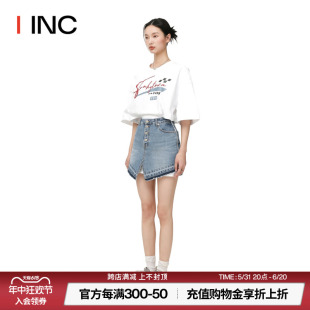 IINC 24SS新款 YCH 印花T恤牛仔半裙套装 连衣裙女 设计师品牌