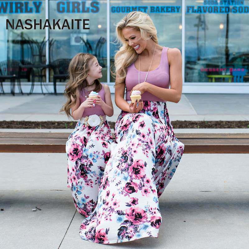 Mother daughter dresses Floral dress Family Matching亲子装