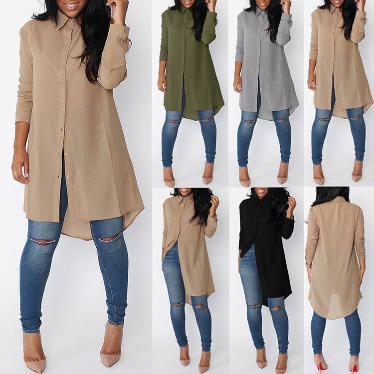 Women long shirts sexy chiffon tops ladies blouse big size