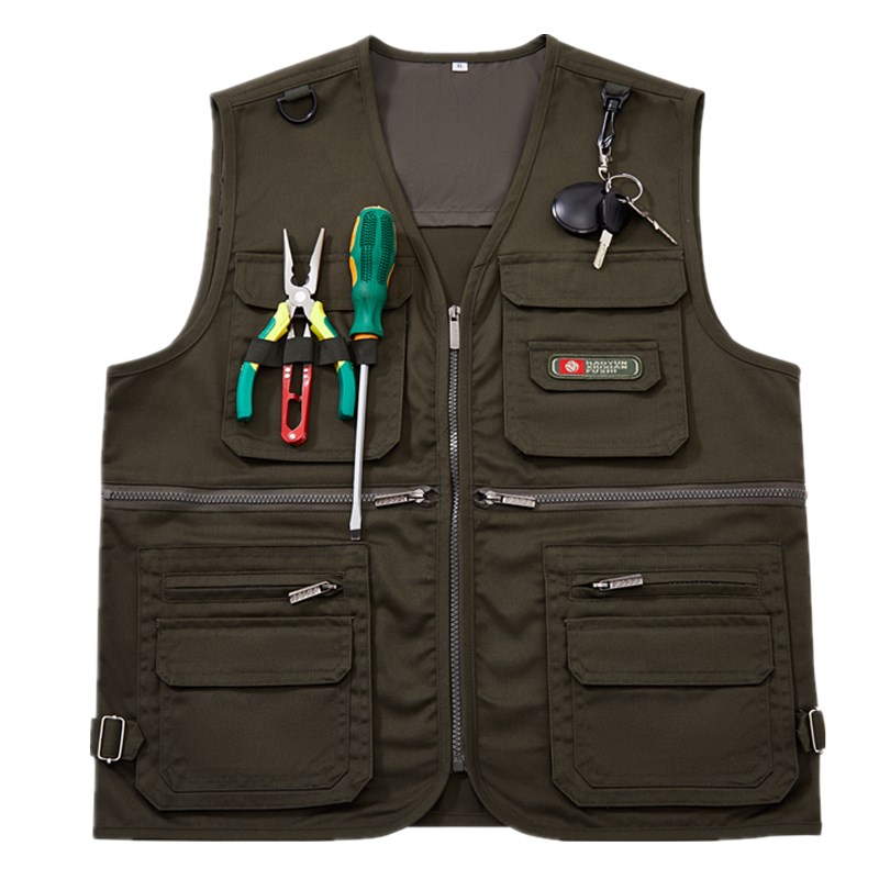 多口袋户外运动春夏钓鱼摄影马甲男中年男士马甲休闲宽松耐磨坎肩