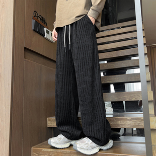 裤子男款2025秋季新款宽松显高直筒裤休闲裤青少年美式潮流运动裤