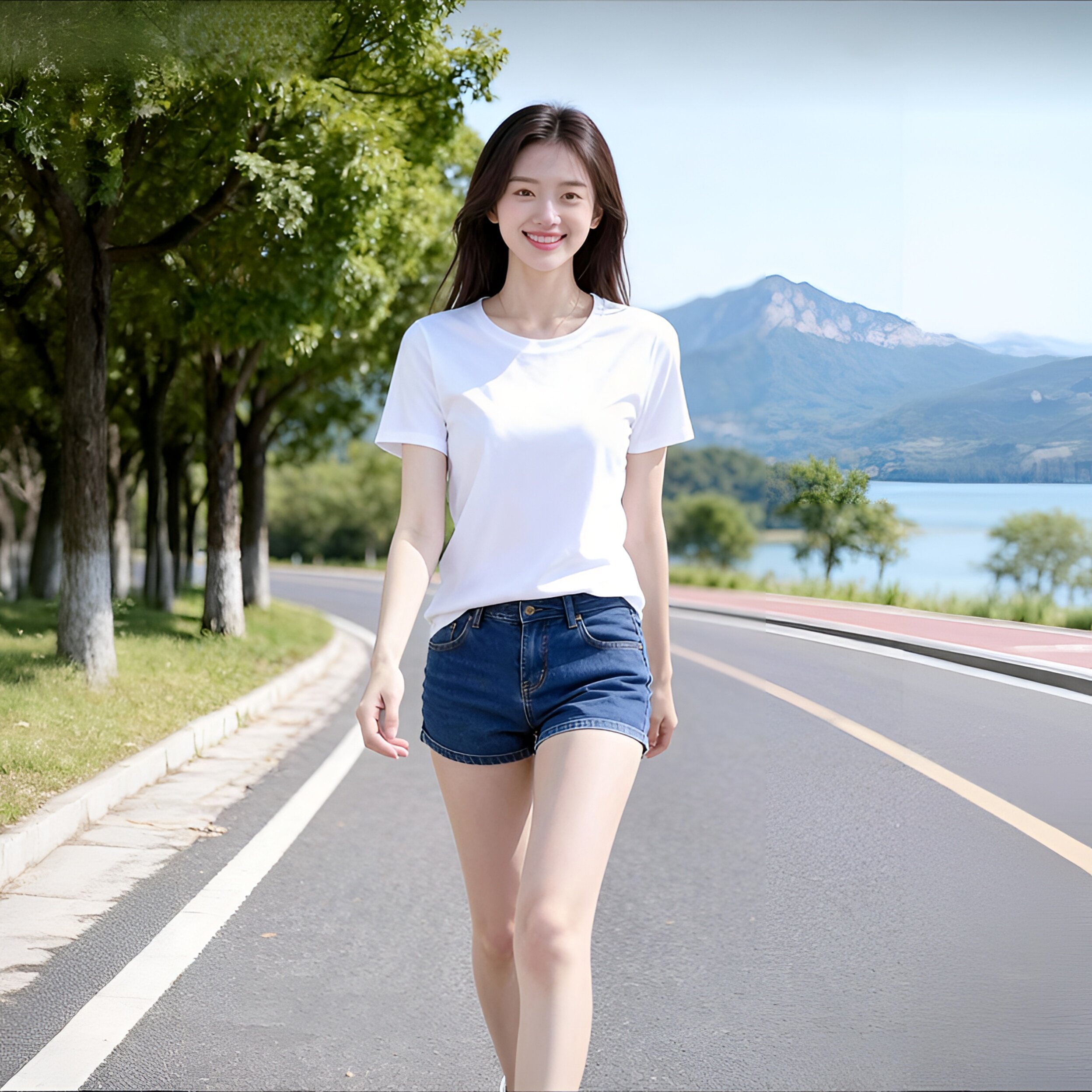 精梳棉白色圆领短袖T恤女宽松2025夏季简约休闲百搭打底衫女