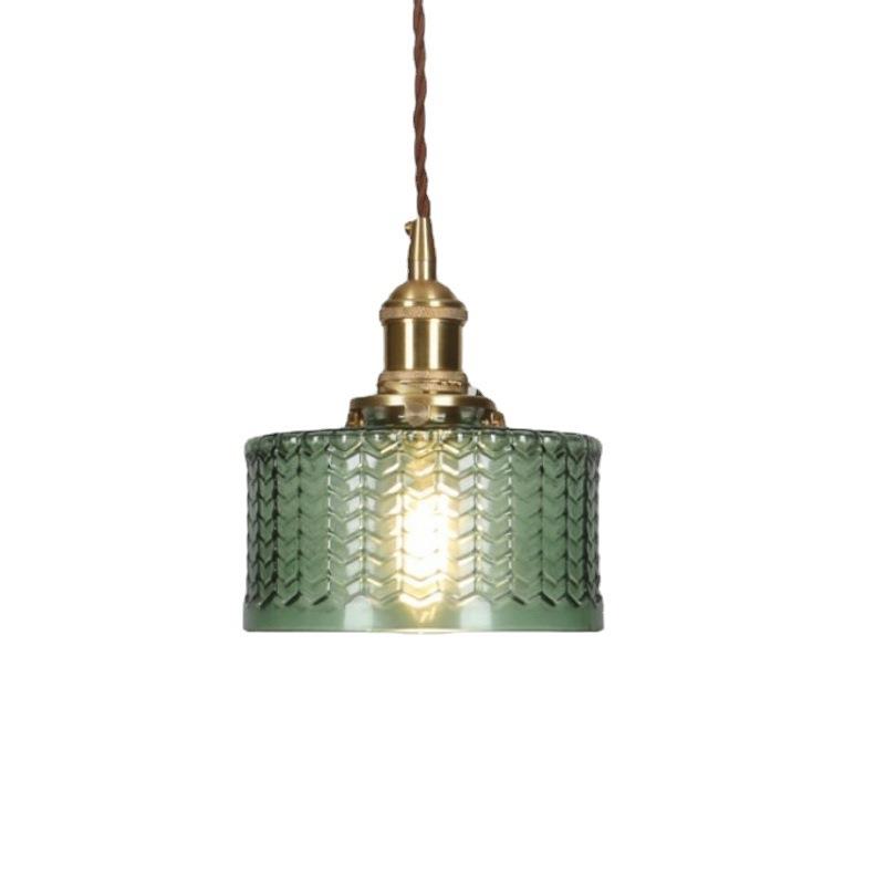 日式复古黄铜雕刻玻璃吊灯简约民宿卧室床头过道阳台吧台灯