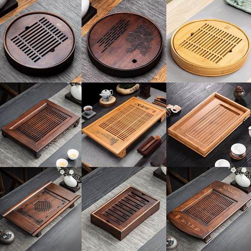 竹制茶盘干泡盘日式储水茶托盘沥水茶具小茶台简约抽屉式茶海