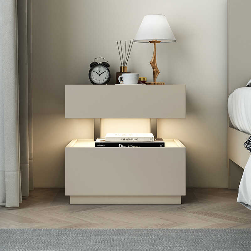 悬浮床头柜实木床头柜灯兰江南