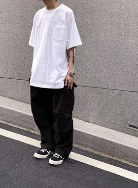 BEAMS SSZ联名HEAVYWEIGHT日系纯棉白色重磅口袋短袖T恤男体恤衫