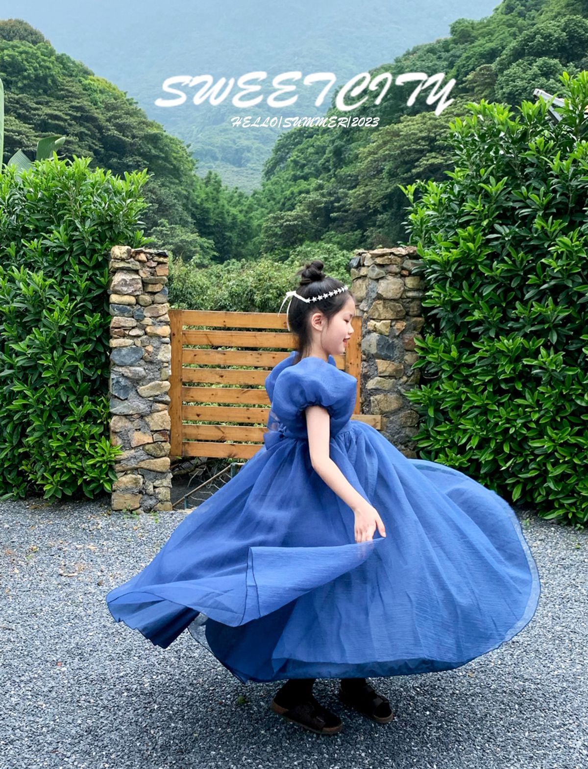 sweetcity童品 夏女童唯美复古可爱公主裙六一礼物纱裙连衣裙