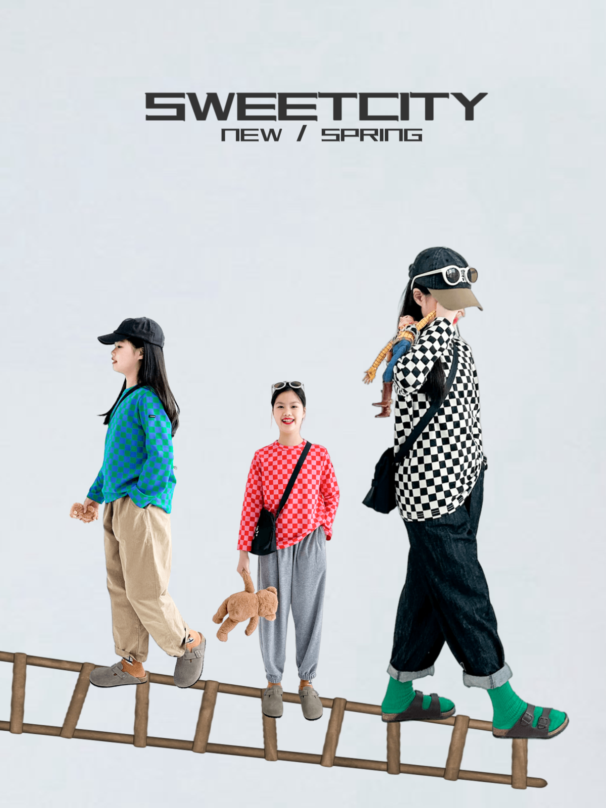 断码福利sweetcity儿童中性风日系百搭拼接撞色格子打底长袖T恤春,童装/婴儿装/亲子装,T恤,淘宝优惠券,粉丝福利购,淘宝优惠卷