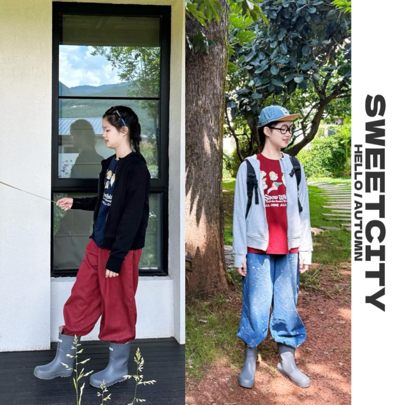 sweetcity独家定制 儿童中性风日系洋气有范百搭连帽拉链卫衣