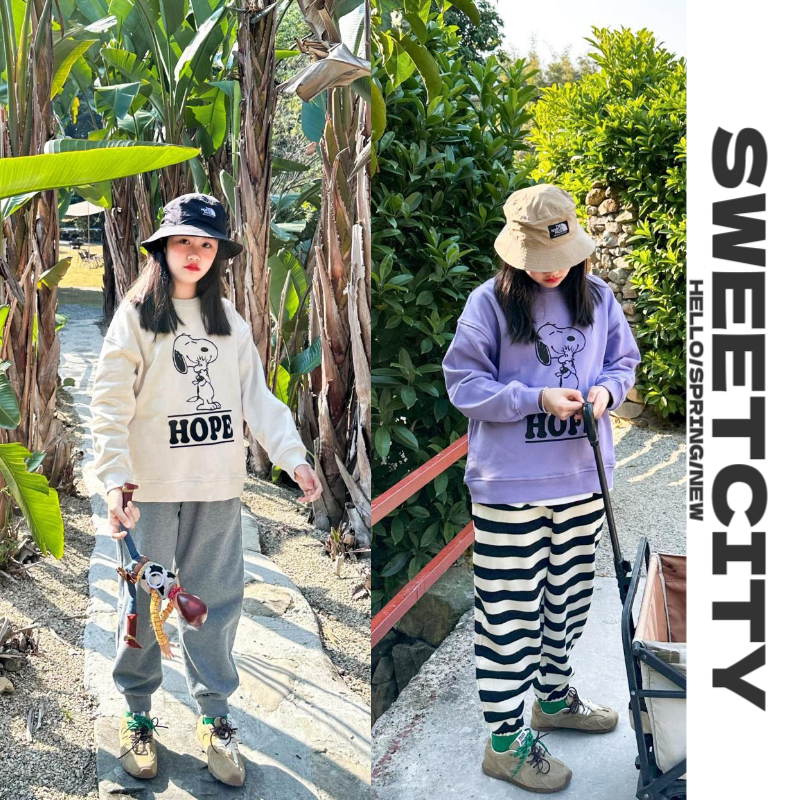 sweetcity定制 25春儿童大童中性风日系上衣卡通印花休闲套头卫衣