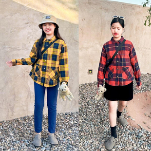 衬衫 city秋儿童中性风韩范洋气撞色翻领上衣长袖 sweet NO退换