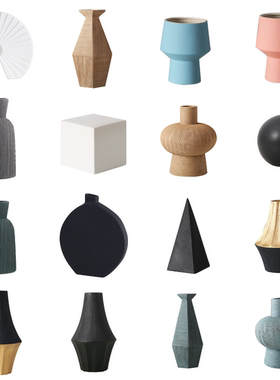 ins北欧小清新花瓶摆件几何糖果色干花器样板间玄关桌面软装摆设