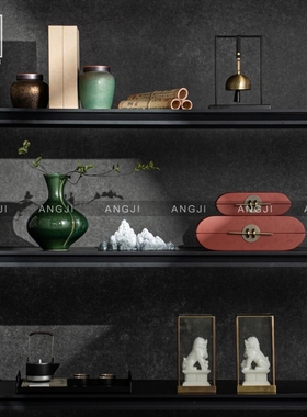 新中式茶室博古架书房高级感摆件